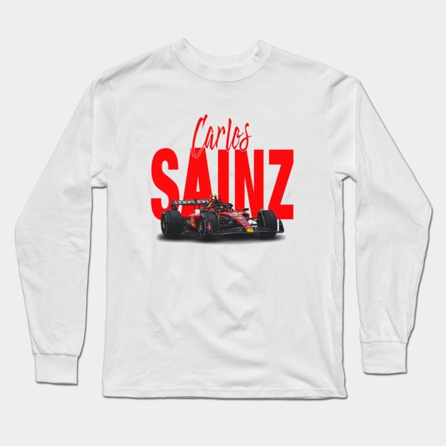 Carlos Sainz Racing Car Long Sleeve T-Shirt by lavonneroberson